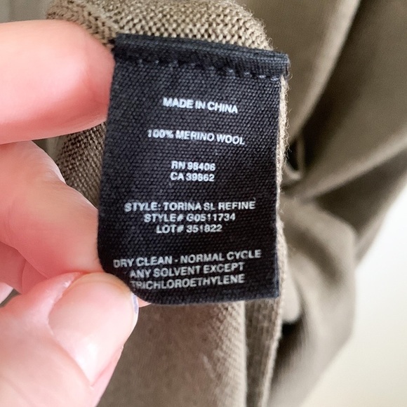 Theory Torina Army Green Long Sleeveless Merino Wool Duster Cardigan Sweater Sm - Picture 8 of 9